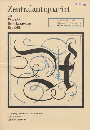 Nr. 1064: Allgemeine Literatur- u. Sprachwissenschaft