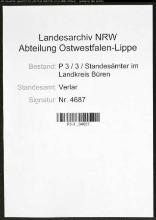 Sterberegister Standesamt Verlar