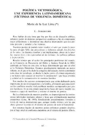 65-84, 7. Política Victimológica, una experiancia latinomericana (Víctimas de Violencia Doméstica)