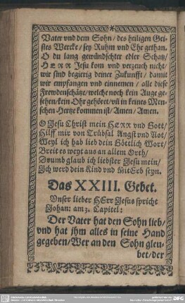 Das XXIII. Gebet