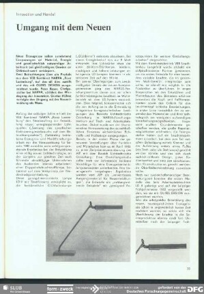 Umgang mit dem Neuen : Innovation und Design