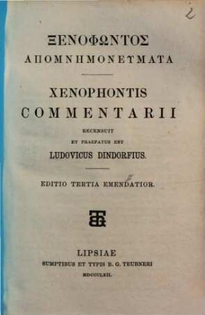 Xenophōntos Apomnēmoneumata : = Xenophontis Commentarii