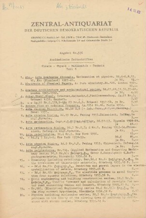 Nr. 576: Ausländische Zeitschriften