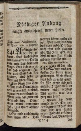 Nöthiger Anhang einiger auserlesenen neuen Lieder.