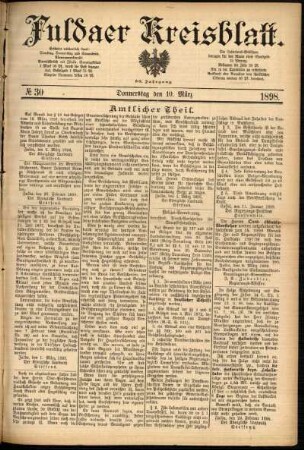 Erste Ausgabe vom Donnerstag, den 10. März 1898.