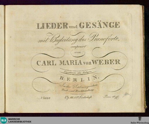 Lieder und Gesänge / Ausw. : Op. 66. 15tes Liederheft