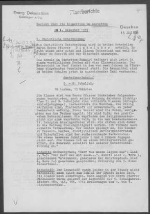 Amstetten: Inspektionsbericht 1957