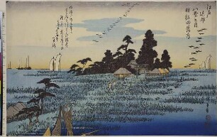 Herabfliegende Wildgänse in Haneda, aus der Serie: Acht Ansichten der Umgebung von Edo