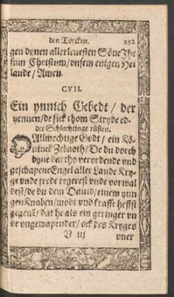 Ein ynnich Gebedt/ der yennen/ de sick thom Stryde ... rusten.