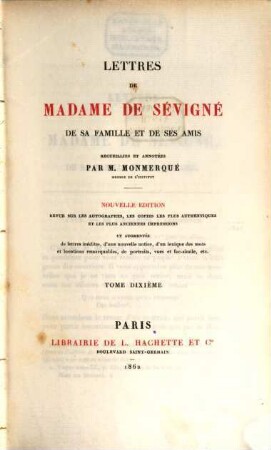 Lettres de Madame de Sévigné, de sa famille et de ses amis, 10