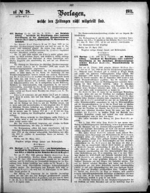 Anlage: ad No.28 (473-477.), Vorlagen, welche den Zeitungen nicht mitgeteilt sind