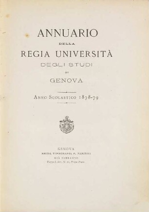 Annuario della Università di Genova. 1878/79