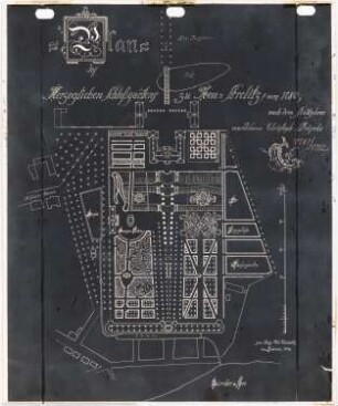 Gartenplan von Schloss Neustrelitz: Lageplan, Maßstabsleiste