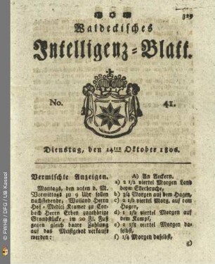 No. 41. Dienstag, den 14ten Oktober 1806