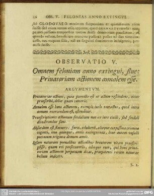 Observatio V. Omnem feloniam anno extingui, sive: Privatoriam actionem annalem esse