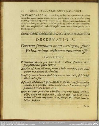 Observatio V. Omnem feloniam anno extingui, sive: Privatoriam actionem annalem esse