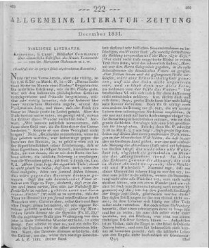 Olshausen, H.: Biblischer Commentar über sämmtliche Schriften des Neuen Testaments. Bd. 1. Königsberg: Unzer 1830 (Beschluss der im vorigen Stück abgebrochenen Recension.)