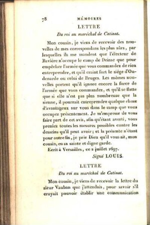 [Lettres]. Lettre Du roi au maréchal de Catinat. Lettre Du roi au maréchal de Catinat. [...]