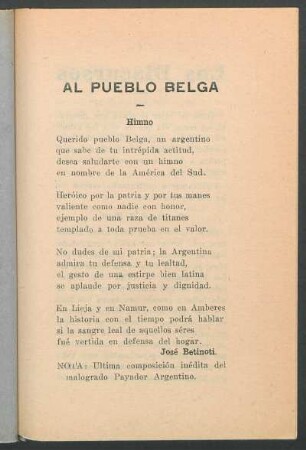 Al pueblo Belga : Himno