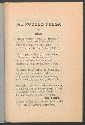Al pueblo Belga : Himno