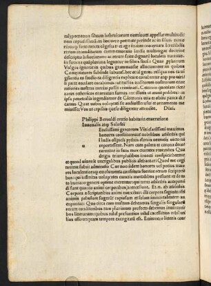 Philippi Beroaldi oratio habita in enarratione Iuuenalis atque Salustii.