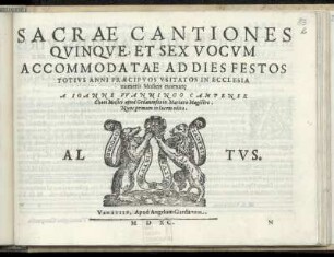 Johann Wanningus: Sacrae contiones quinque et sex vocum ... Altus
