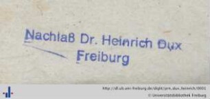 [Provenienz]: Dux, Heinrich