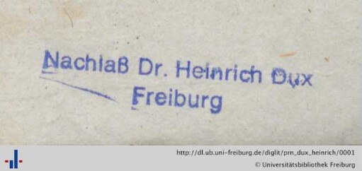 [Provenienz]: Dux, Heinrich