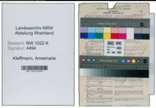 Entnazifizierung Annemarie Kleffmann , geb. 20.12.1920 (Dolmetscherin)