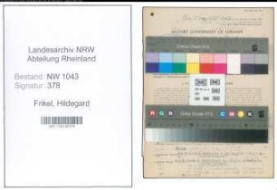 Entnazifizierung Hildegard Frikel , geb. 06.06.1908 ()