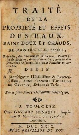 Traité de la proprieté ... des Eaux