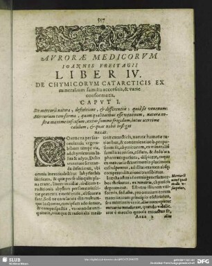 Liber IV. De Chymicorum Catarcticis Ex mineralium familia accersitis, & varie conformatis