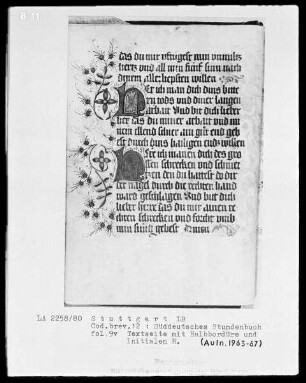 Deutsches Gebetbuch (Waldburg-Gebetbuch) — Zwei Initialen H, Folio 9verso