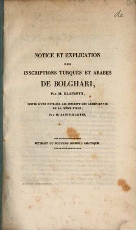Notice et explication des inscriptions turques et arabes de Bolghari