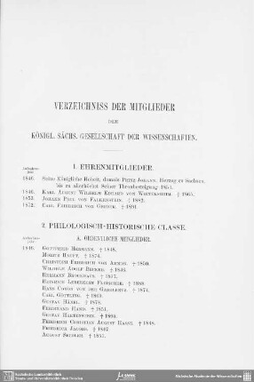 Verzeichnis der Mitglieder der Königl. Sächs. Gesellschaft der Wissenschaften
