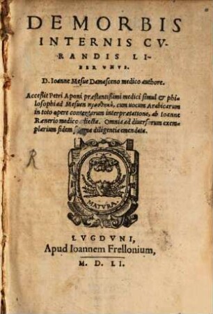 De morbis internis curandis Lib. 1