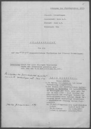 Trichtingen mit Böhringen (Dietingen), Harthausen (Epfendorf), Irslingen u.a.: Pfarrbericht 1933