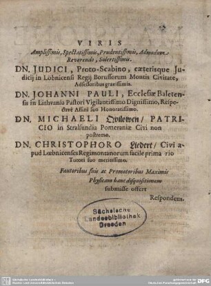 VIRIS Amplissimis, Spectatissimis, Prudentissimis, .....