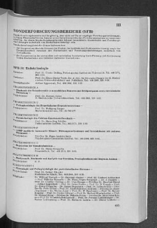 III. Sonderforschungsbereiche (SFB)