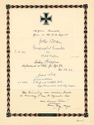 Ritterkreuzträger:Wilhelm Herold (ohne Datum)Gustav von Zangen, 9.11.42Ludwig Kirschner, 30.12.42Herbert Loch, 6.6.42Hermann Graf, 22.12.42