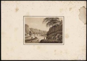 Ansicht von Dresden, sepiagetönte Umrissradierung, um 1821 : Hegereiter im Plauenschen Grunde / [gefertigt von Adrian Zingg]. - Nicht ermittelbar , [ca. 1821]. - 1 Kunstblatt : sepiagetönte Umrißradierung ; 10 x 15 cm // autographer Rückentitel