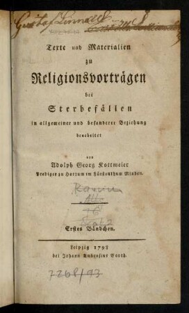 I-IV, Titelblatt; Widmung