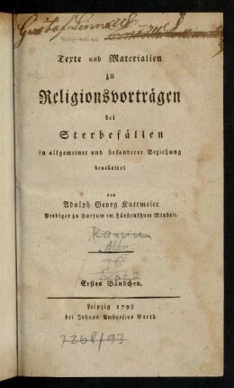I-IV, Titelblatt; Widmung