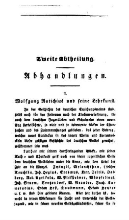 Wolfgang Ratichius und seine Lehrkunst
