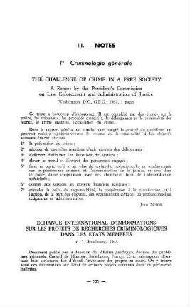 535-537, 1. Criminologie générale