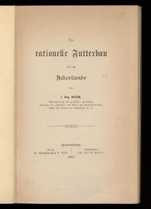 Der rationelle Futterbau auf dem Ackerlande