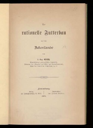 Der rationelle Futterbau auf dem Ackerlande