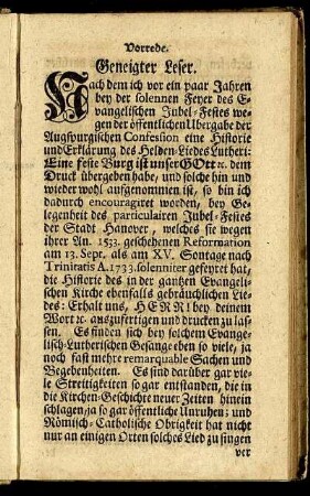 Vorrede. Geneigter Leser.