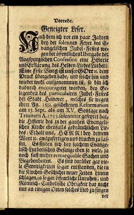 Vorrede. Geneigter Leser.