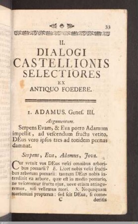 II. Castellionis Dialogi selectiores antiqui foederis